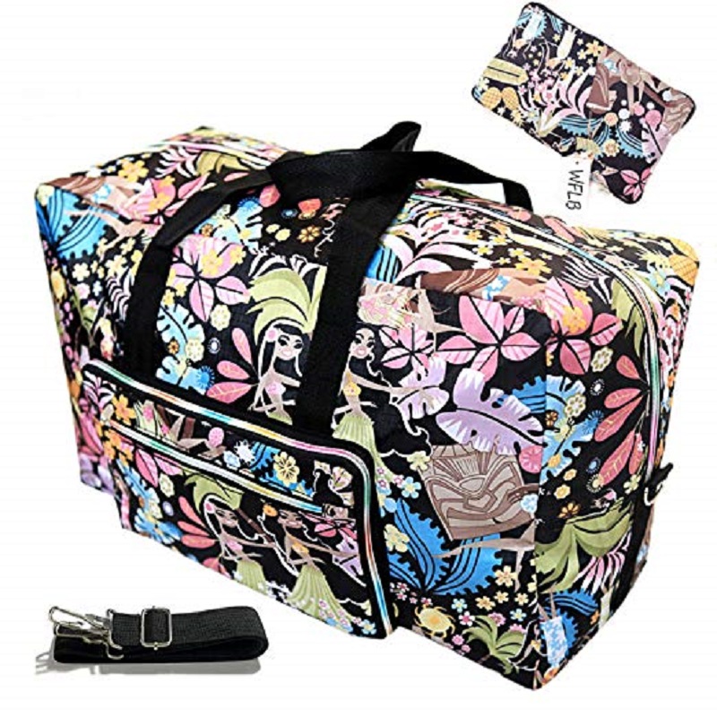 Womens Foldable Travel Duffel Bag 50L Large Cute Floral Travel Overnight Carry On Bag  For Girls Kids