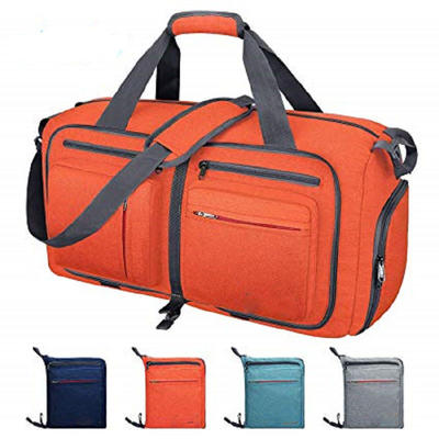 55L Water-proof Tear Resistant Foldable Weekender Duffle Bag with Shoes Compartment Packable
