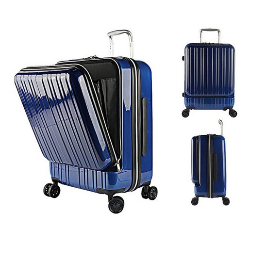 carry on hardside hard shell durable laptop pocket travel trolley zipper luggage suitcase