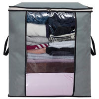Foldable Storage Bag Organizer Clothes Storage Container for Blanket Comforter Clothing Bedding with Durable Handles