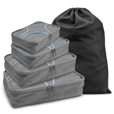 Packing Cubes 4 Set Travel Luggage Organizers Storage Bags with Durable Laundry Bag