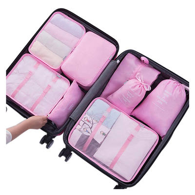 8 Set Packing Cubes Waterproof Mesh Compression Travel Storage Bags with Shoes Bag