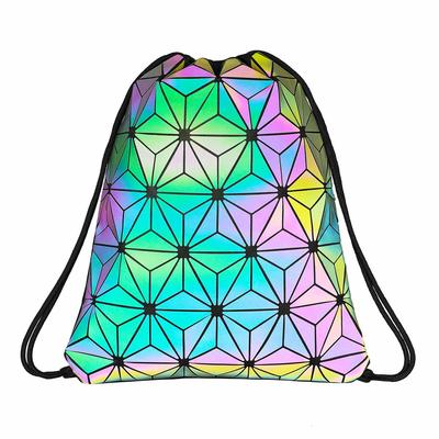 Drawstring Bag Gym Bag Sport Backpack Holographic Reflective Shoulder Bags Travel College Rucksack for Women Men