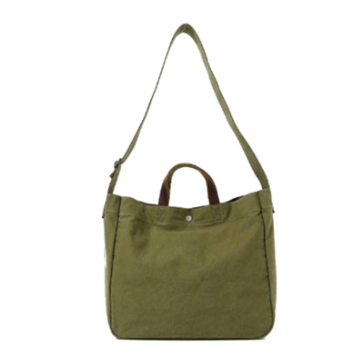 Heavy Duty Canvas Travel Tote Handbag Shoulder Bag Crossbody Bags For Men And Women Leather Handle & Strap