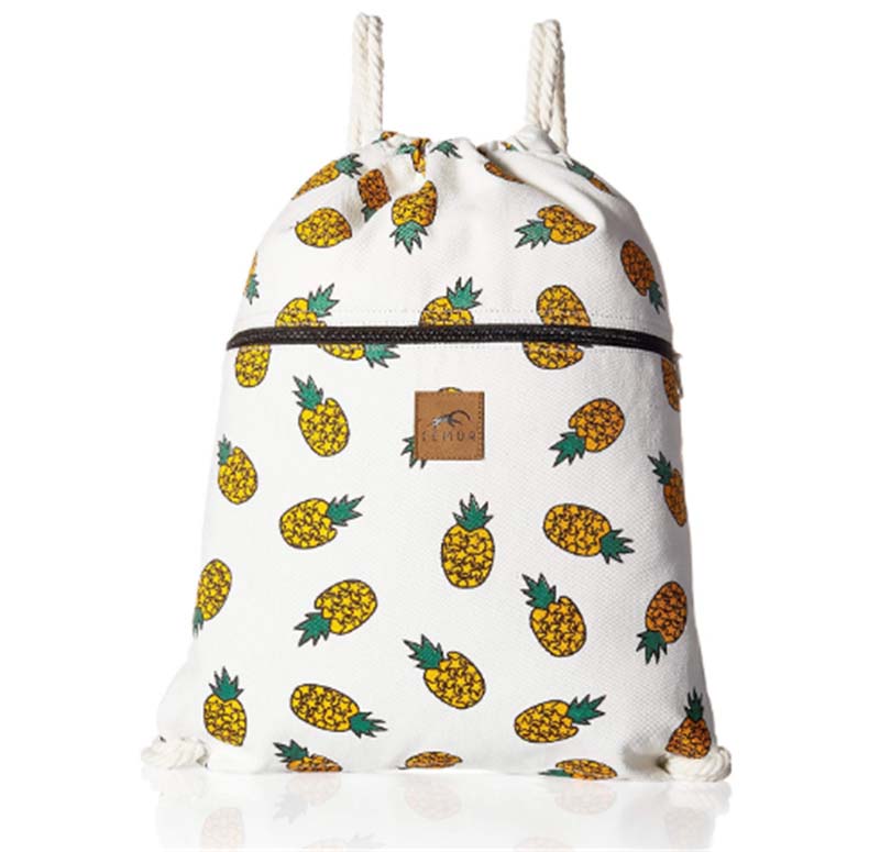 Canvas Drawstring Backpack with Front Zipper Pocket for Gym School, Travel Day