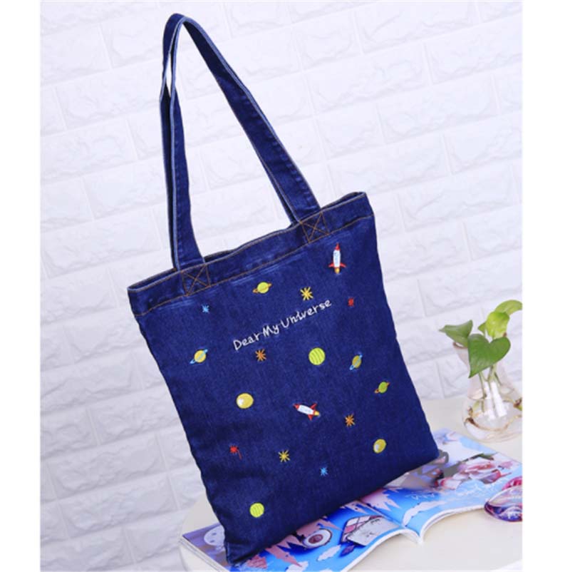 Washed Denim Heavy Canvas Twill Book Tote Bags for Daily Use