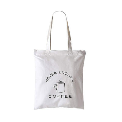 Handmade 100% Cotton Canvas Tote Bag Reusable Grocery Bags with Zipper and Pocket Perfect for Cosmetic, Laptop, Shopping, Travelling and School Books, Never Enough Coffee
