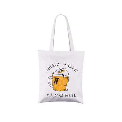：Need More Alcohol' Cotton Canvas Tote Bag Stylish Casual Shoulder Bag with Zipper and Pocket for Shopping Travel and School Work Black Striped Eco-Friendly (AlcoholOrange)