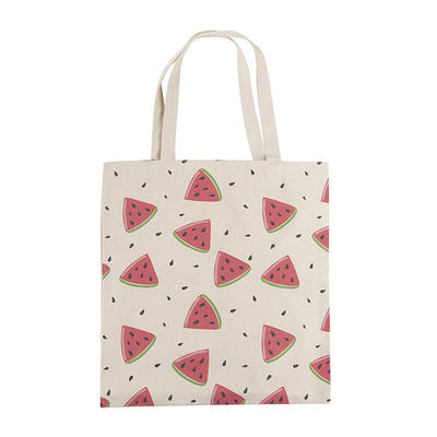 Reusable Grocery Bags - 3-Pack Tote Bags with Handles, 3 Different Fruit Designs, Durable Cotton Canvas Shopping Bags, 14.2 x 16.1 Inches