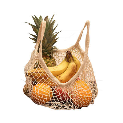 Net Cotton String Shopping Bag, Creatiee Reusable Mesh Market Tote Organizer for Grocery Shopper Produce Storage Beach Toys Fruit Vegetable - Less Plastic(5 Colors) (Short Handle)
